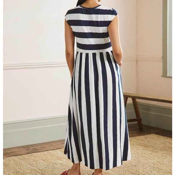 Boden Easy T-Shirt Midi Dress in Navy & White Stripe 20/22 US - Picture 2 of 10